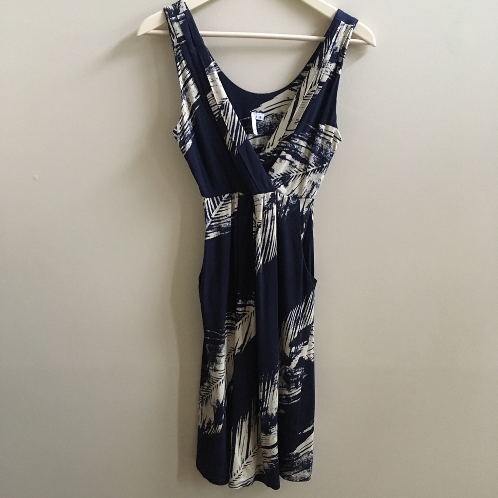 Anthropologie- Sleeveless navy palms dress, size S